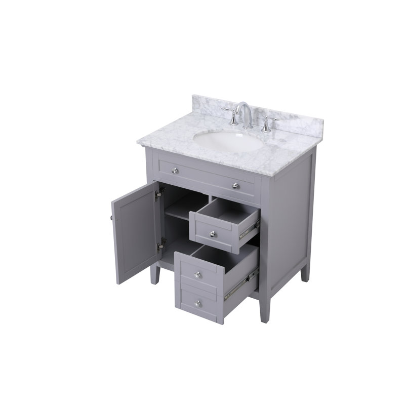 Andover Mills™ Waut 32'' Single Bathroom Vanity with Marble Top